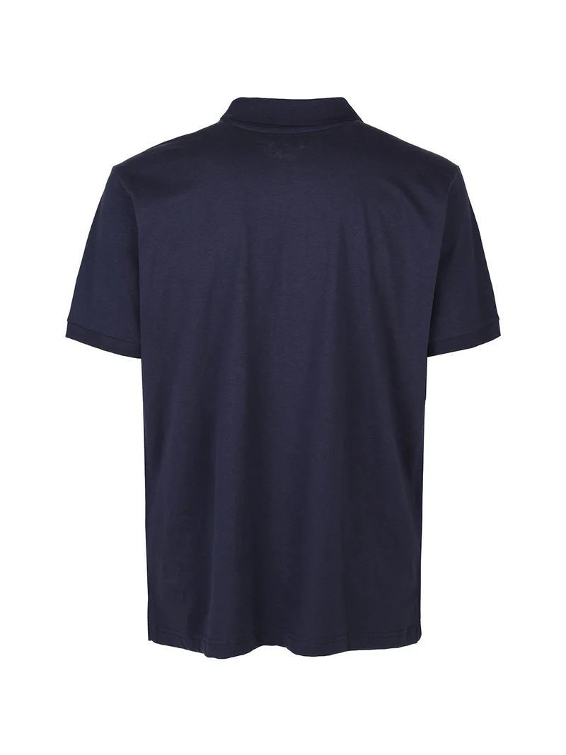 Polo da uomo in cotone a maniche corte - blu scuro