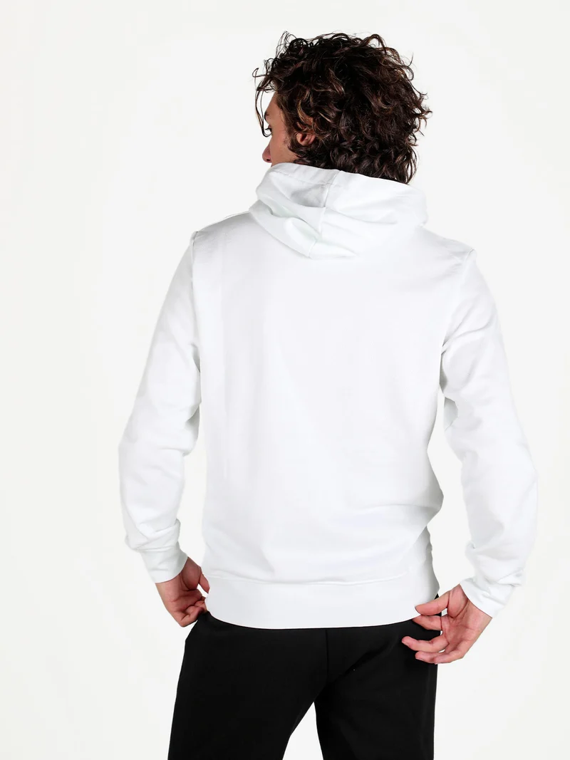 Felpa da uomo con cappuccio in cotone con logo - bianco
