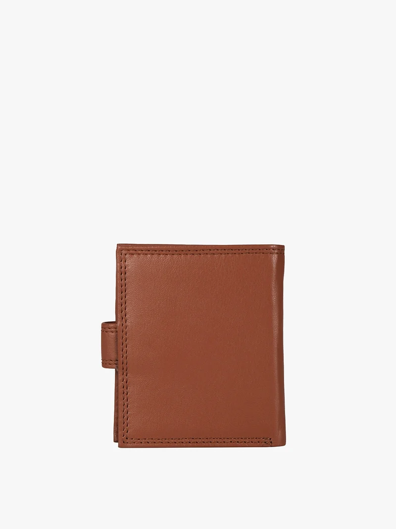 Portafoglio mini in pelle da uomo con bottone - marrone