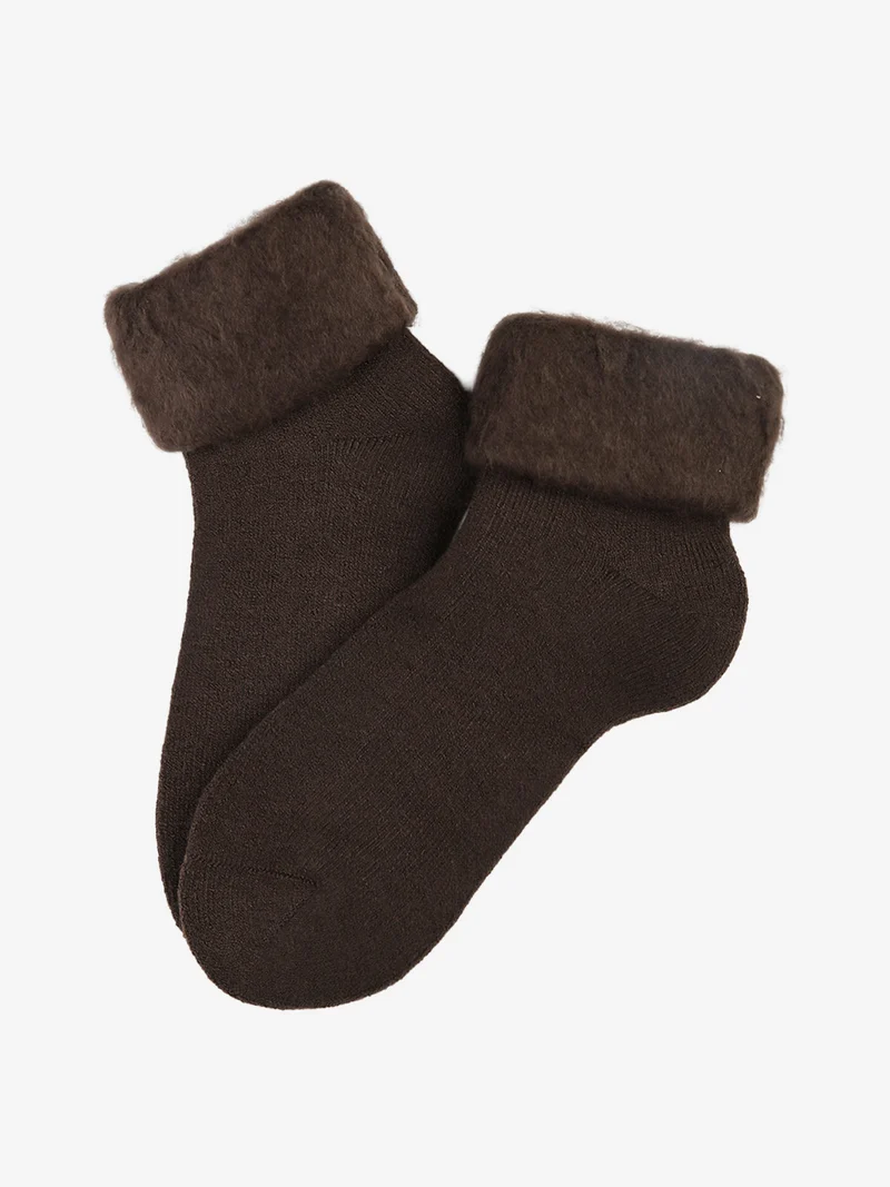 Calze soft donna con bordo di pelo - marrone