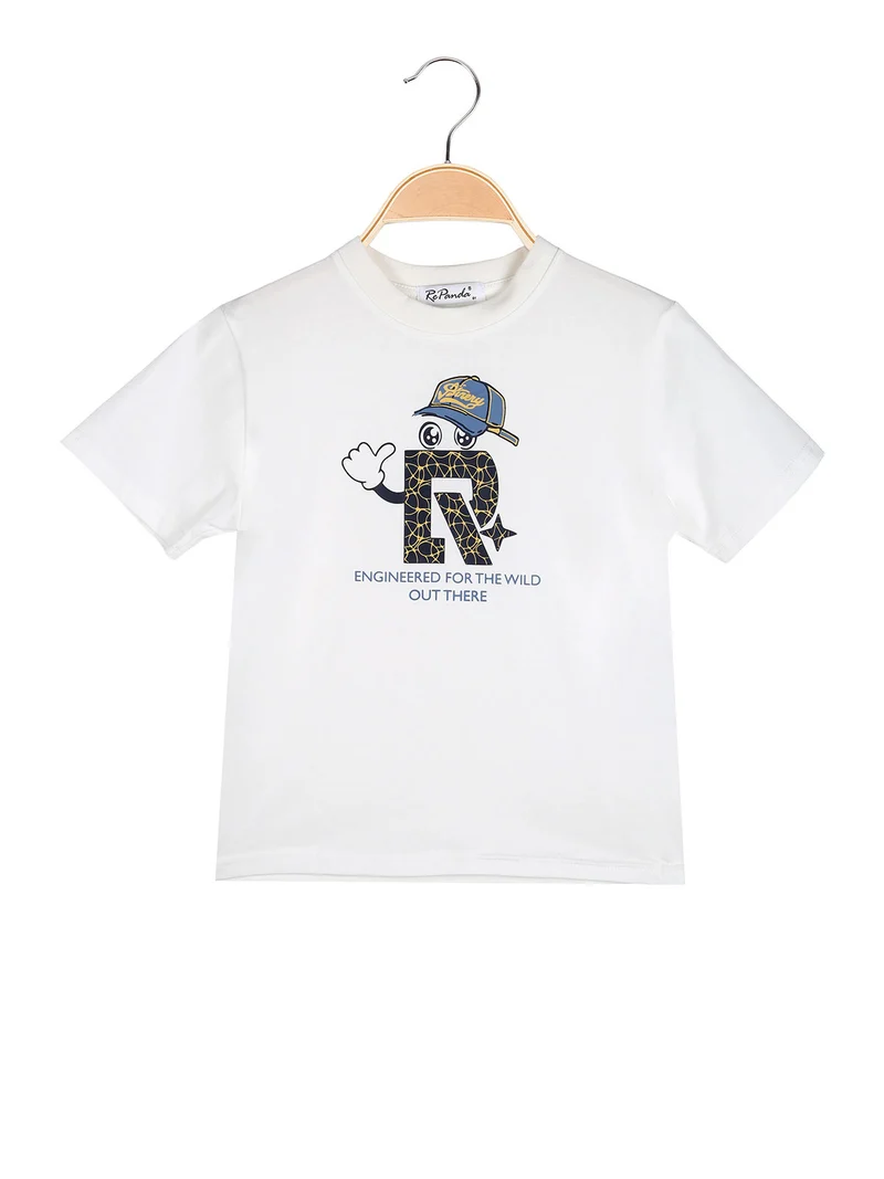 T-shirt da bambino in cotone con stampa - bianco