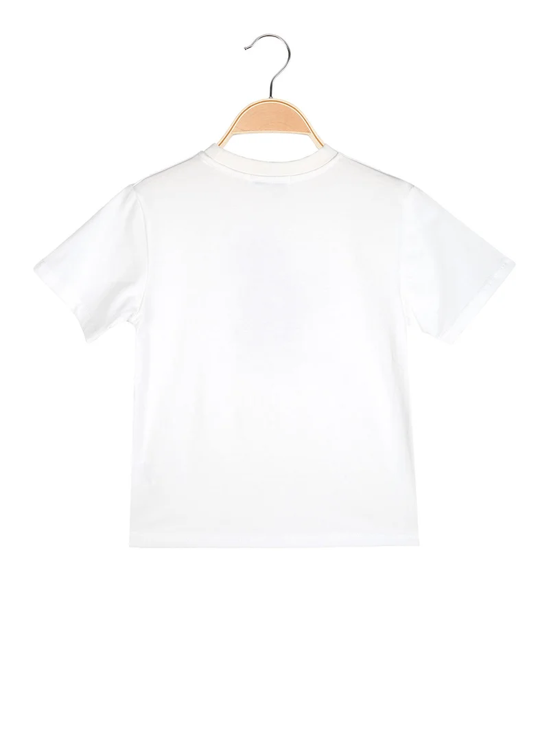T-shirt da bambino in cotone con stampa - bianco