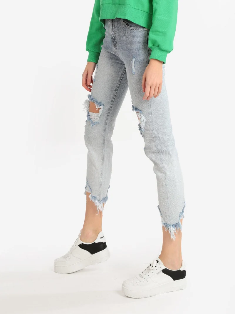 Jeans donna mom con strappi - jeans