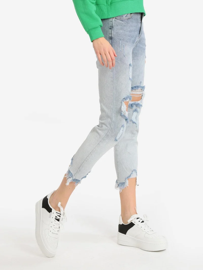 Jeans donna mom con strappi - jeans