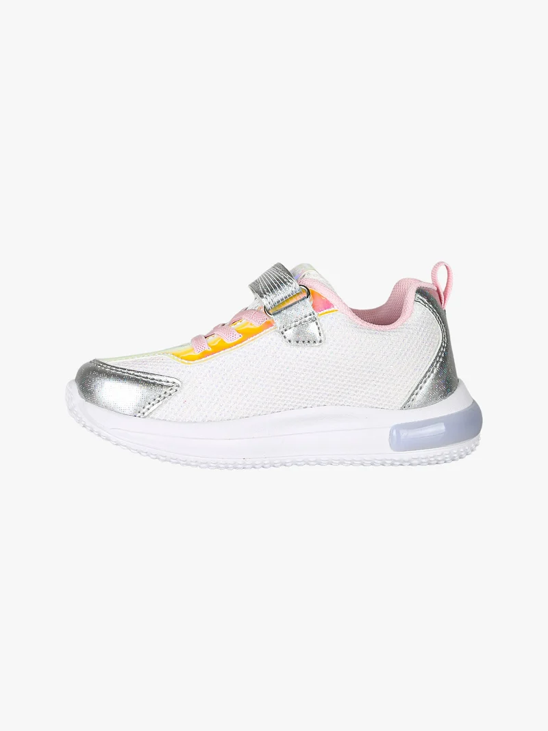 Sneakers da bambina con luci e cinturino a strappo - bianco