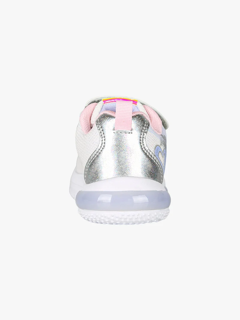 Sneakers da bambina con luci e cinturino a strappo - bianco