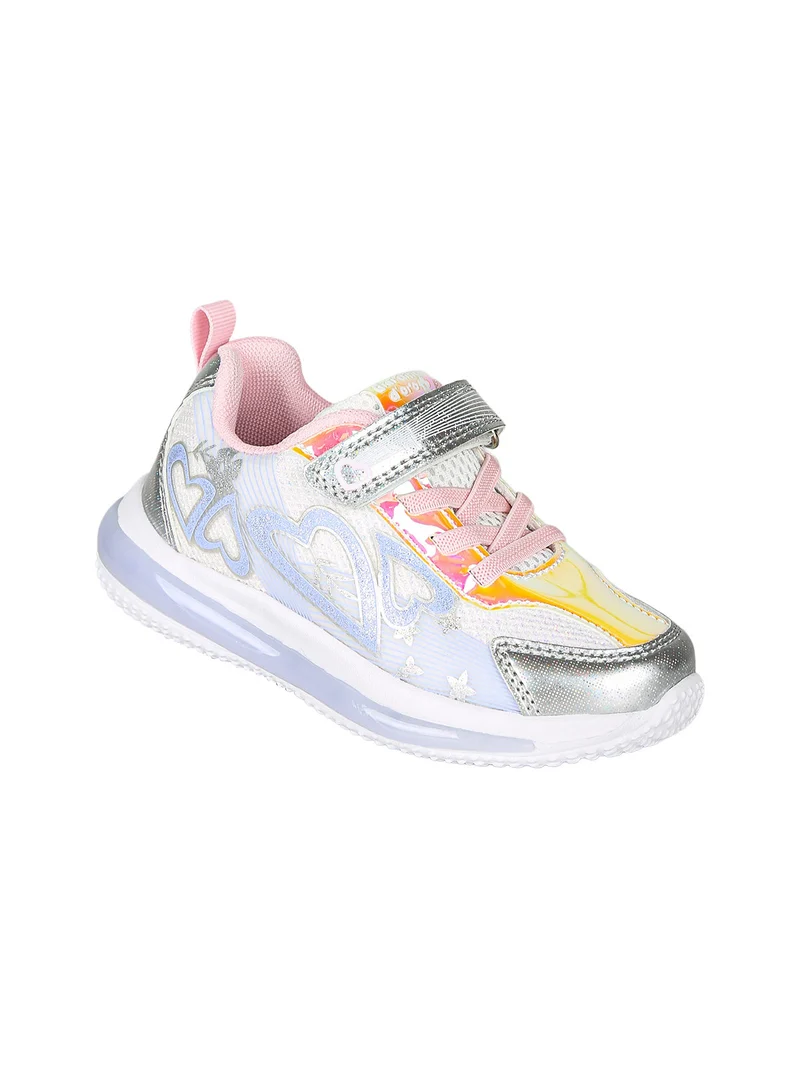 Sneakers da bambina con luci e cinturino a strappo - bianco