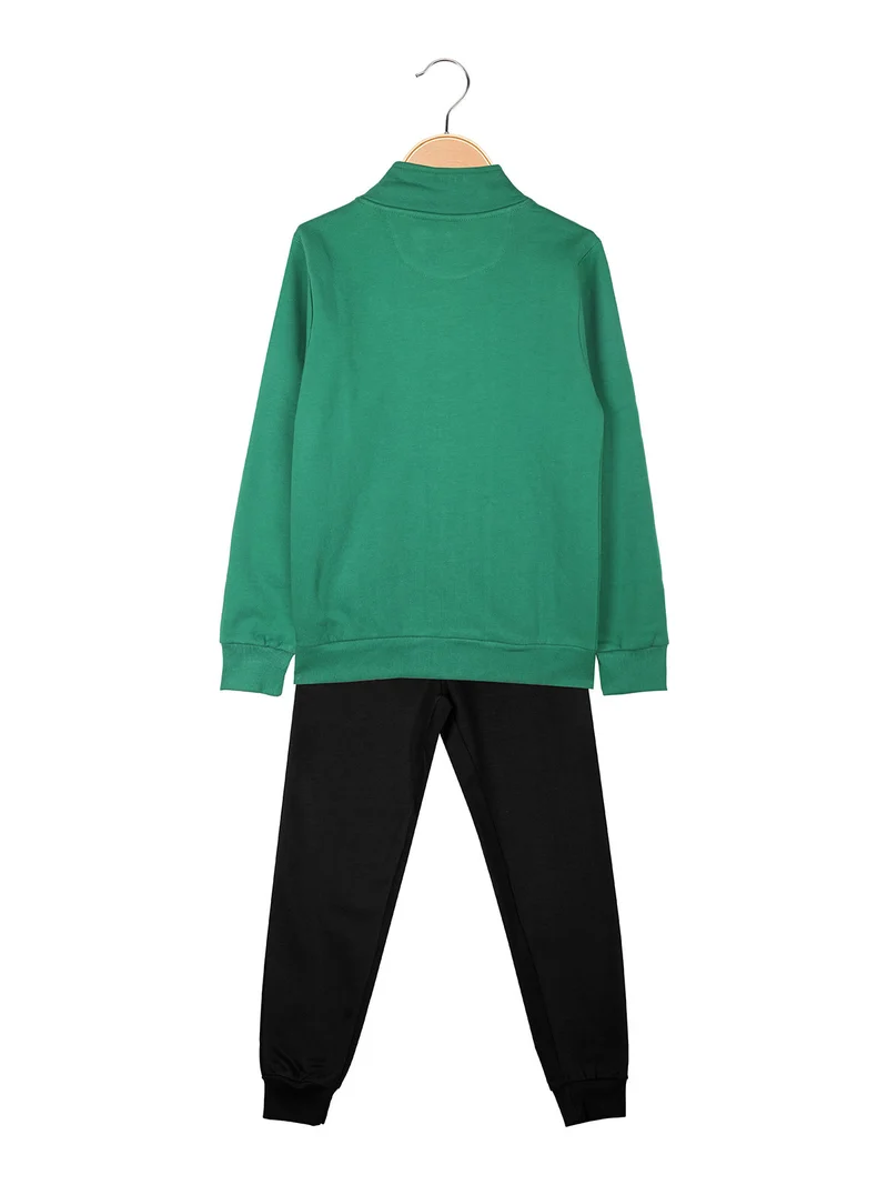Completo tuta da bambino 2 pezzi con zip - verde