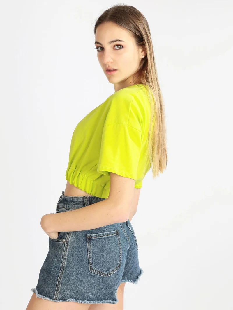 Felpa donna cropped manica corta - mela