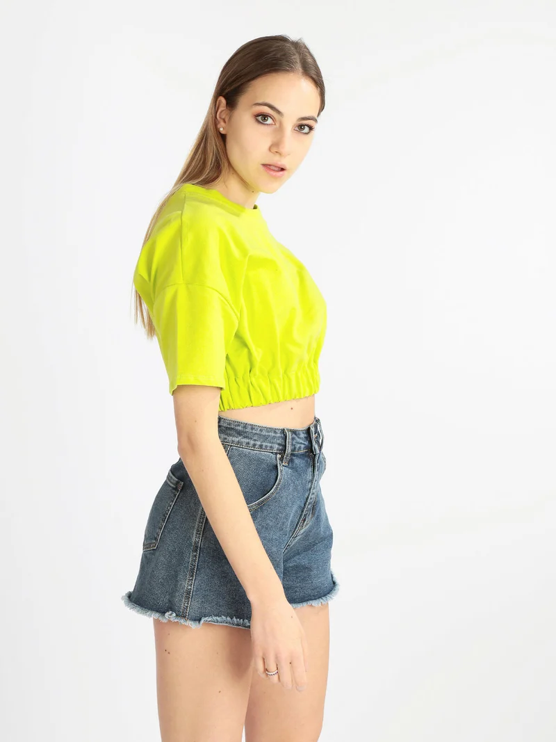 Felpa donna cropped manica corta - mela