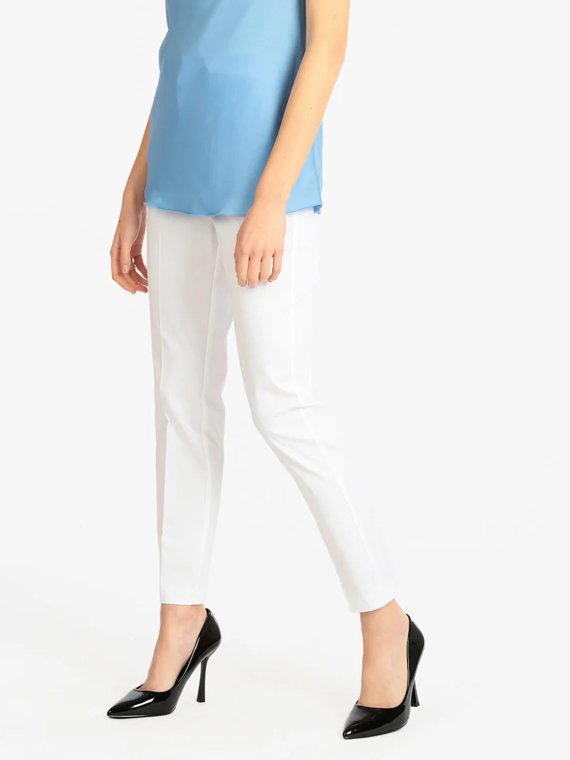 Pantaloni eleganti in cotone donna - bianco