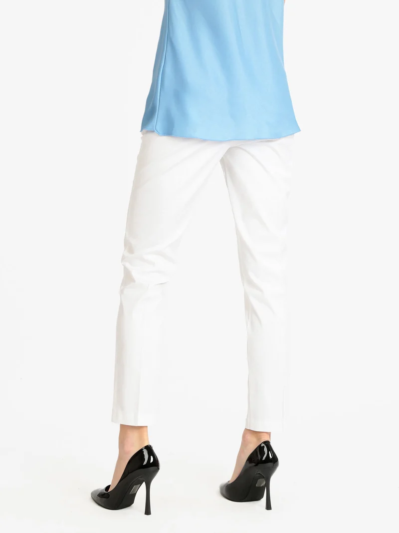Pantaloni eleganti in cotone donna - bianco