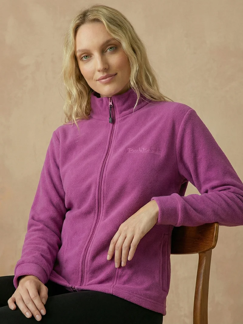 Felpa in pile da donna con zip - porpora