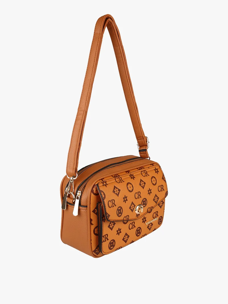 Borsa a tracolla da donna con stampe - cuoio