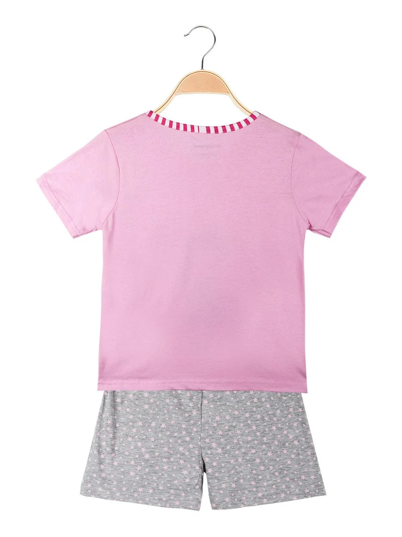 Pigiama corto da bambina in cotone - rosa