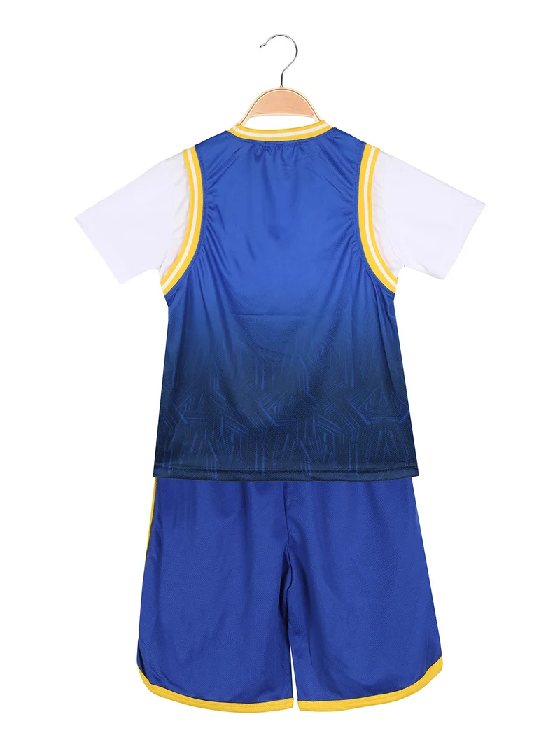 Completo corto da ragazzo sportivo con t-shirt e bermuda - blu