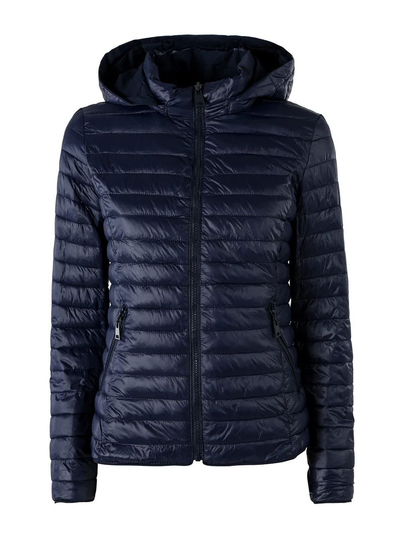 Giubbino donna 100 grammi reversibile con cappuccio - blu scuro