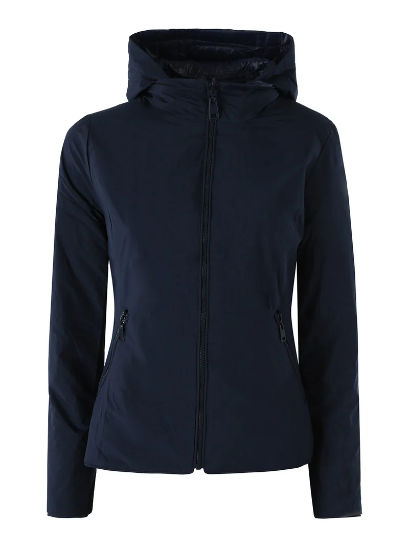 Giubbino donna 100 grammi reversibile con cappuccio - blu scuro
