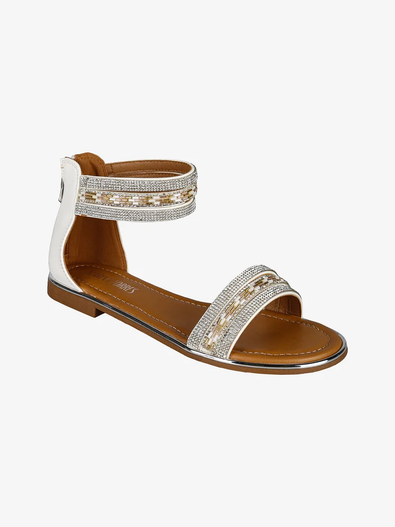 Sandali donna gioiello con tallone chiuso e zip - bianco