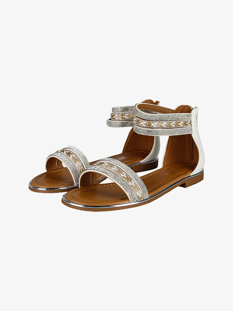 Sandali donna gioiello con tallone chiuso e zip - bianco