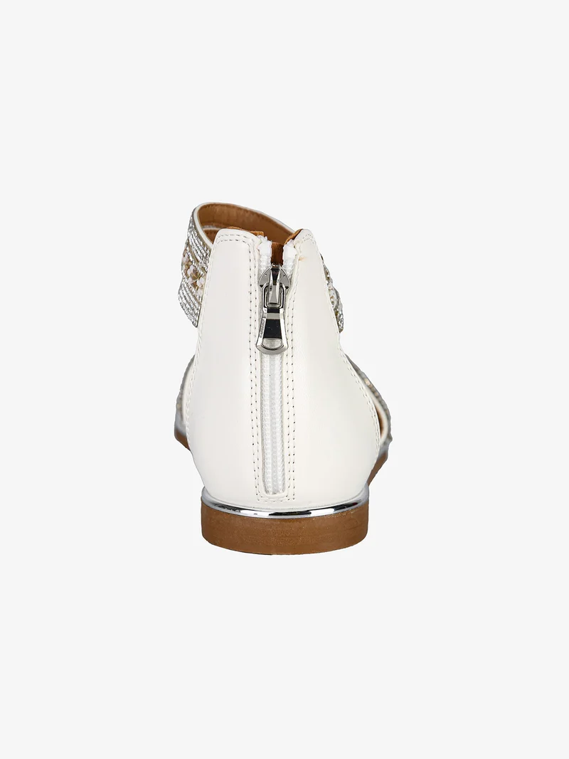 Sandali donna gioiello con tallone chiuso e zip - bianco