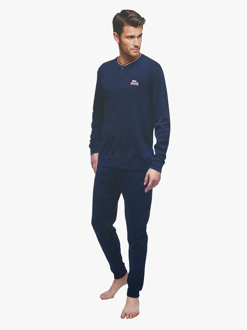 Pigiama da uomo in cotone - blu scuro