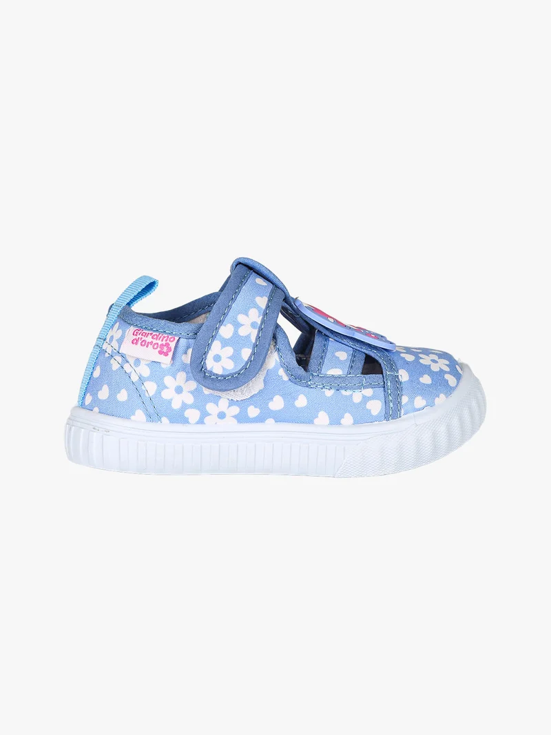 Sandali chiusi da bambina con cinturino a strappo - jeans