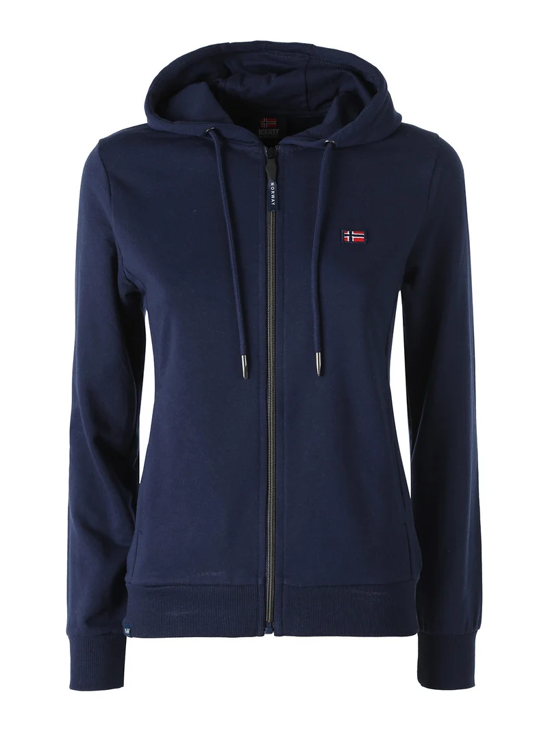 Felpa donna full zip con cappuccio - blu scuro