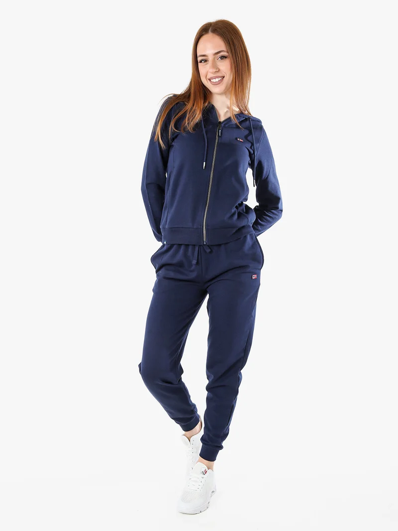 Felpa donna full zip con cappuccio - blu scuro