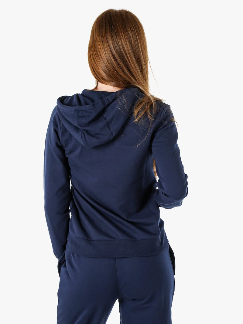Felpa donna full zip con cappuccio - blu scuro