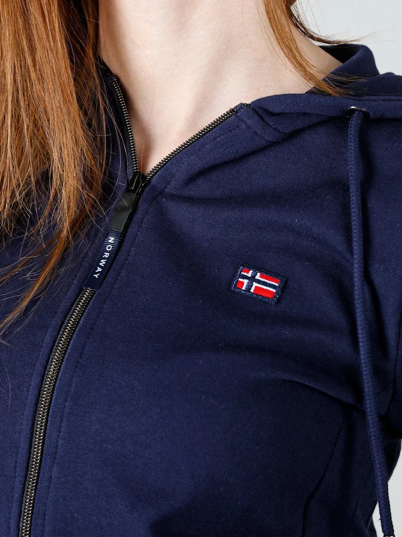 Felpa donna full zip con cappuccio - blu scuro