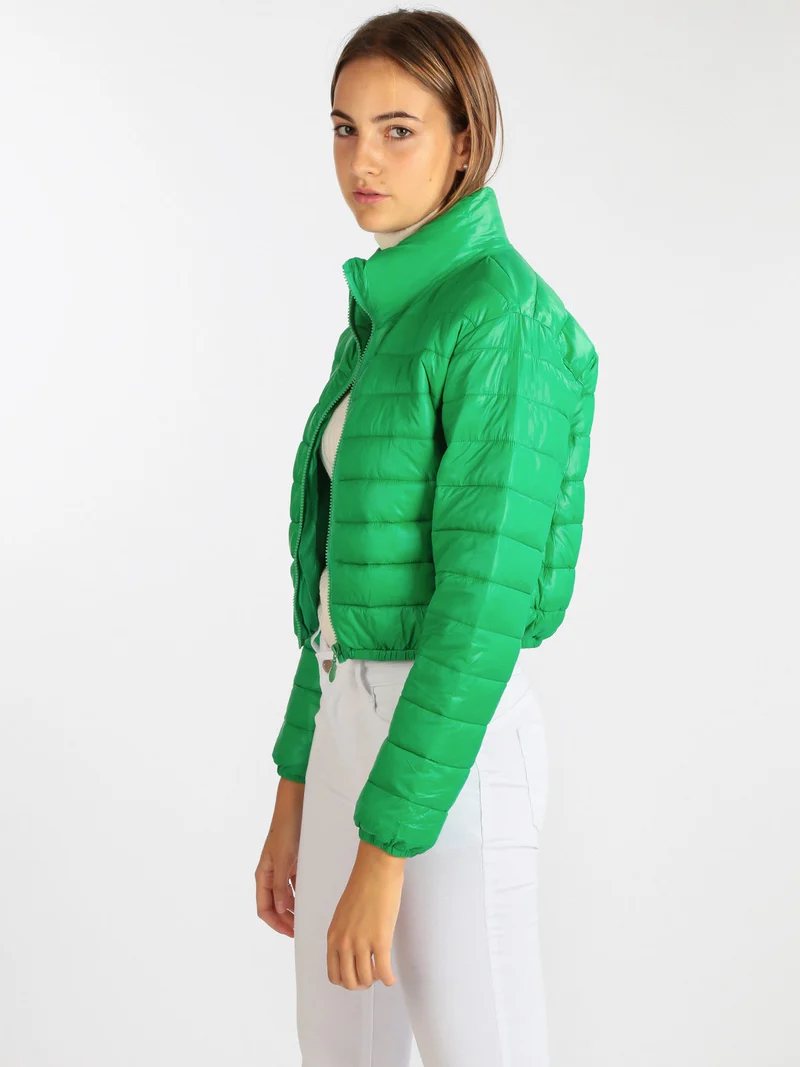 Piumino donna corto modello 100 grammi - verde
