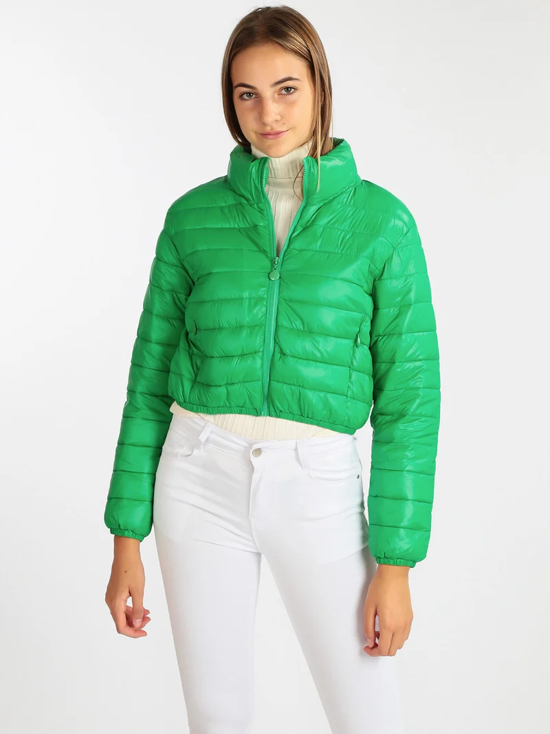 Piumino donna corto modello 100 grammi - verde
