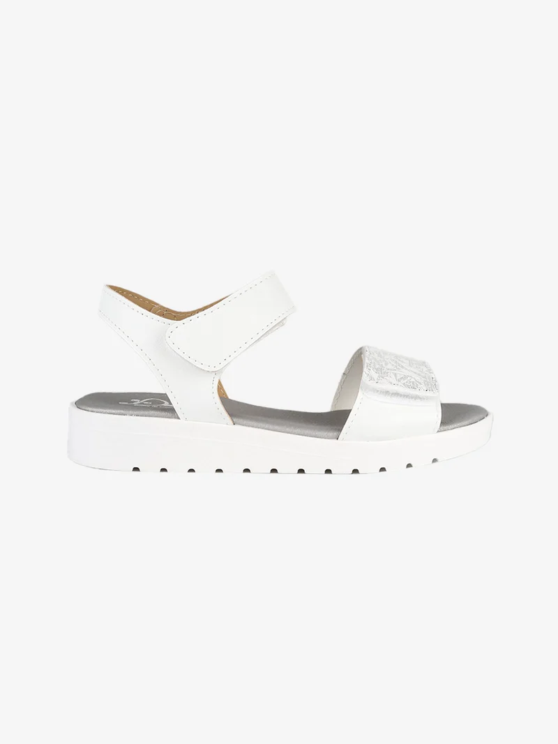 Sandali da ragazza con zeppa e cinturino a strappo - bianco
