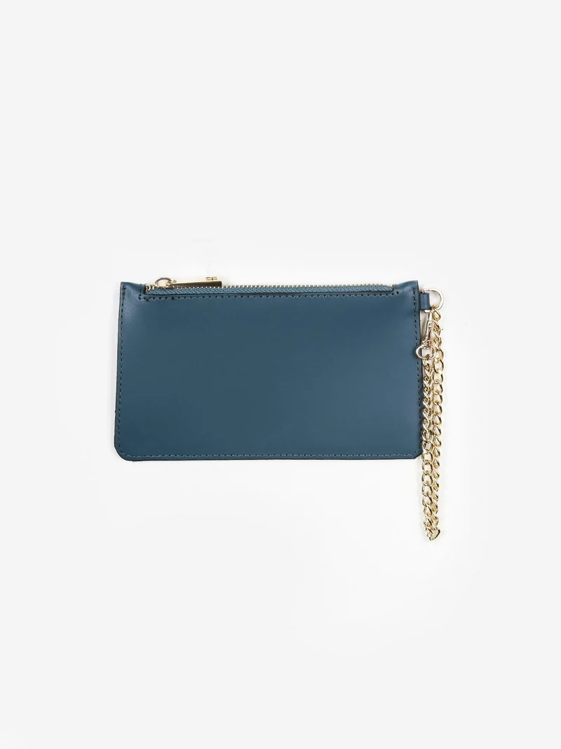 Bustina portamonete donna con catena - blu