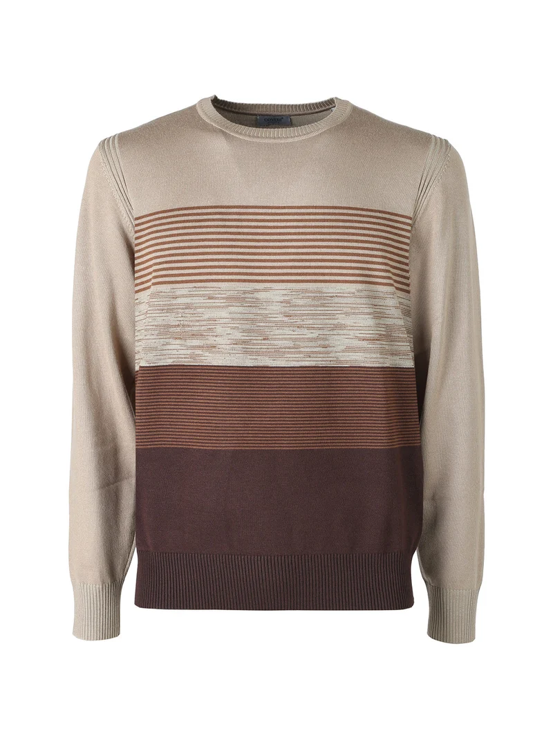 Pullover girocollo da uomo in maglia - sabbia