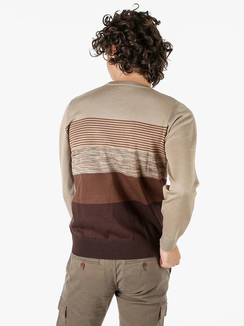 Pullover girocollo da uomo in maglia - sabbia