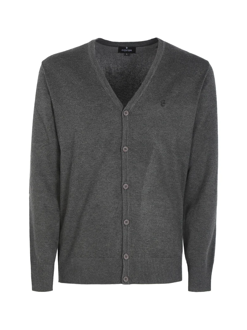 Cardigan uomo in maglia con bottoni - antracite