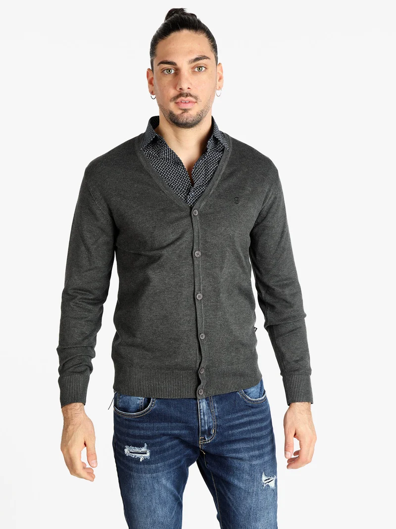 Cardigan uomo in maglia con bottoni - antracite
