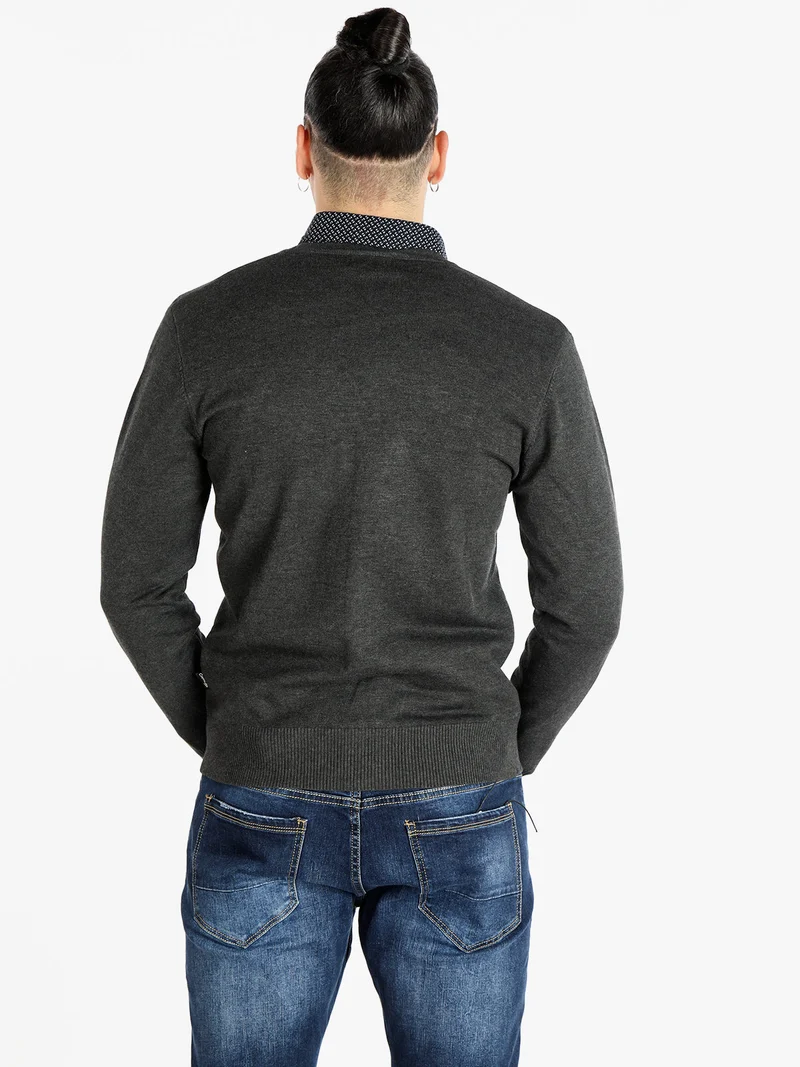 Cardigan uomo in maglia con bottoni - antracite