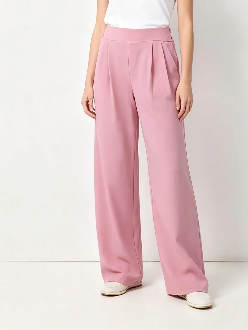 Pantaloni casual da donna a gamba larga - rosa