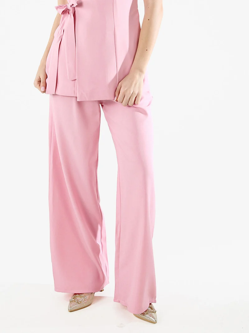 Pantaloni casual da donna a gamba larga - rosa