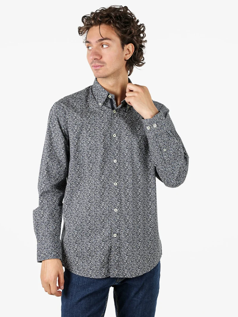 Camicia da uomo con stampe in cotone elasticizzato - multicolore