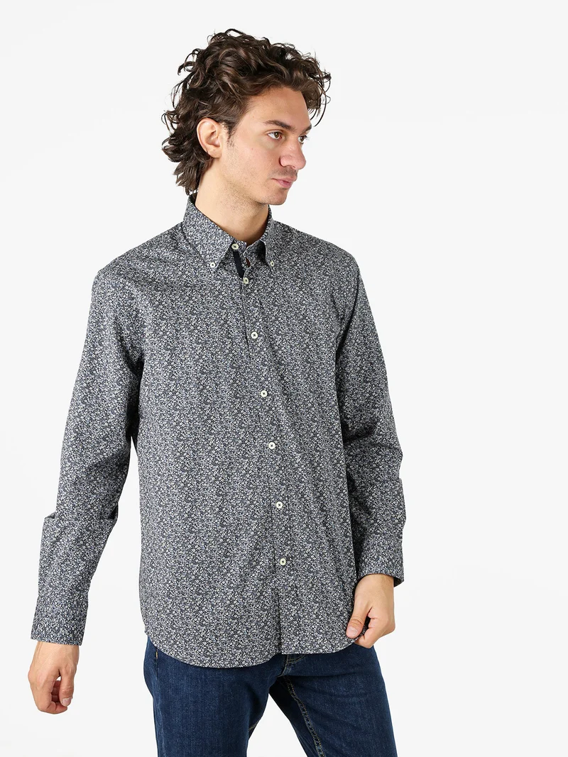Camicia da uomo con stampe in cotone elasticizzato - multicolore