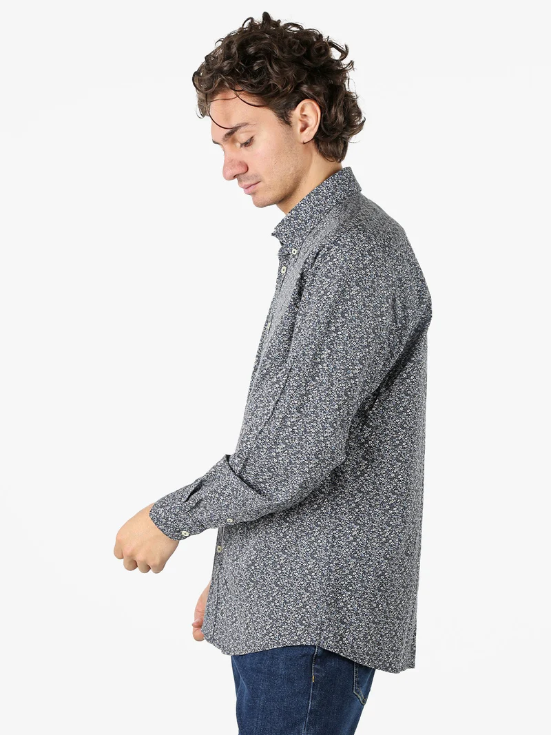 Camicia da uomo con stampe in cotone elasticizzato - multicolore