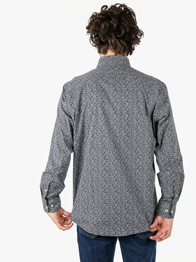 Camicia da uomo con stampe in cotone elasticizzato - multicolore