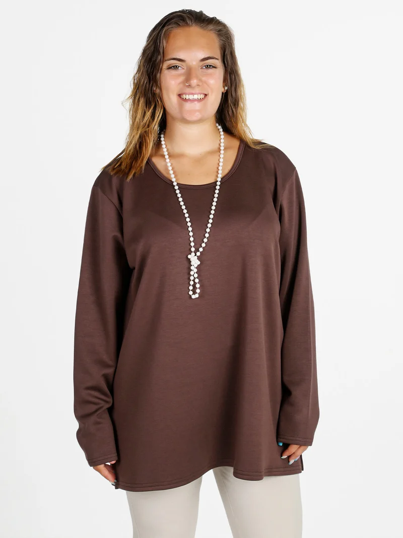 Maglia donna con spalline imbottite linea curvy - marrone