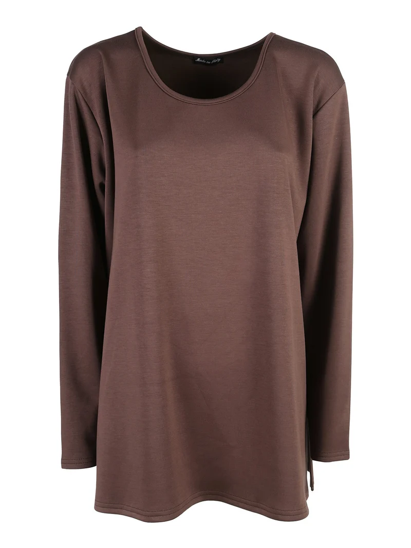 Maglia donna con spalline imbottite linea curvy - marrone