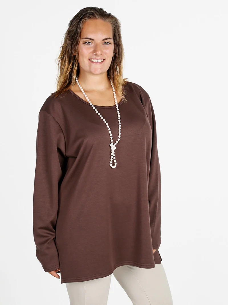 Maglia donna con spalline imbottite linea curvy - marrone