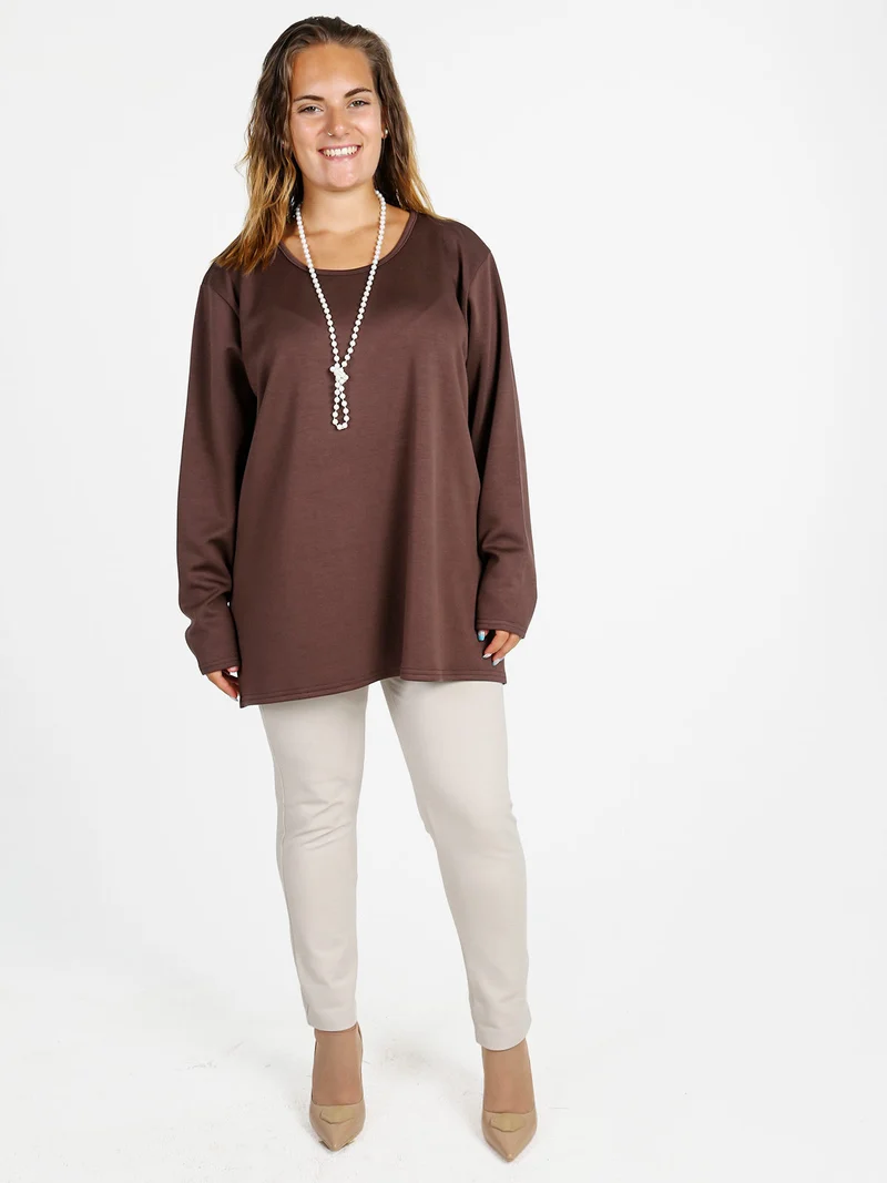 Maglia donna con spalline imbottite linea curvy - marrone